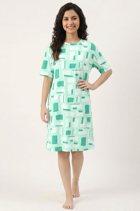 Zivame 2 Mile Fashion Knit Cotton Loungewear Dress - Brook Green — image 2